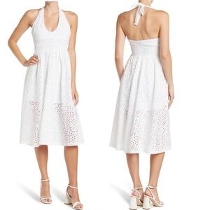 ❤️ NEW Marilyn Monroe Moment Halter Midi Dress White Scallop BP DAKOTA COTTON 0